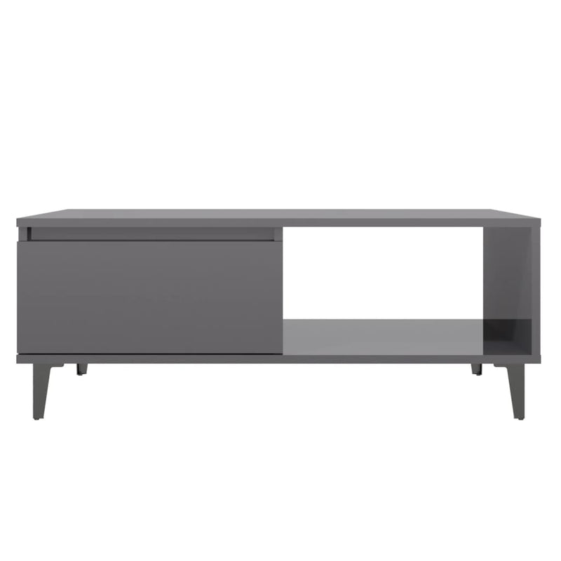 Coffee Table High Gloss Grey 90x60x35 cm Engineered Wood Payday Deals