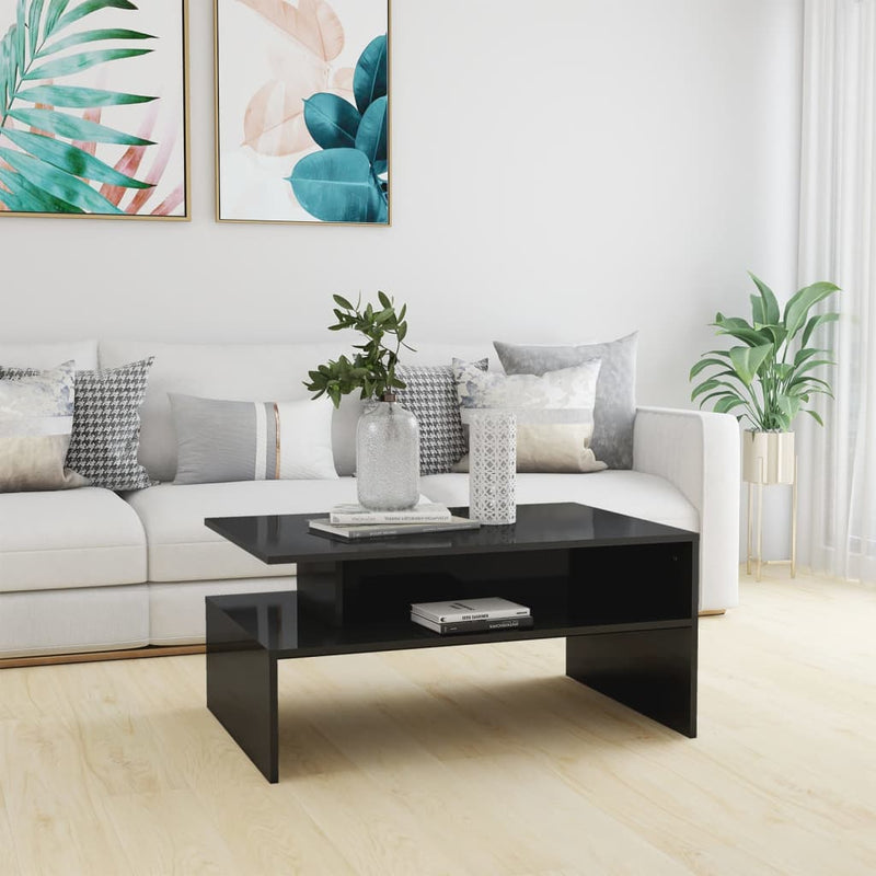 Coffee Table High Gloss Grey 90x60x42.5 cm Engineered Wood Payday Deals