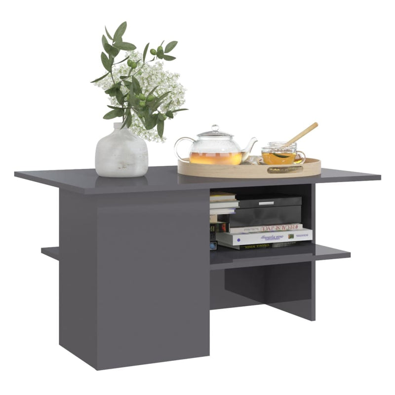 Coffee Table High Gloss Grey 90x60x46.5 cm Engineered Wood Payday Deals