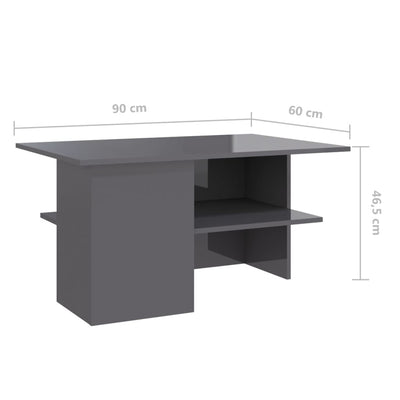 Coffee Table High Gloss Grey 90x60x46.5 cm Engineered Wood Payday Deals