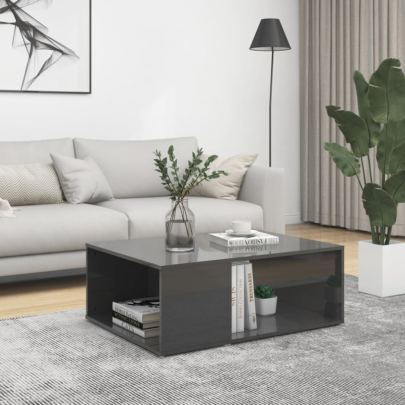 Coffee Table High Gloss Grey 90x67x33 cm Engineered Wood Payday Deals