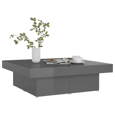 Coffee Table High Gloss Grey 90x90x28 cm Engineered Wood Payday Deals