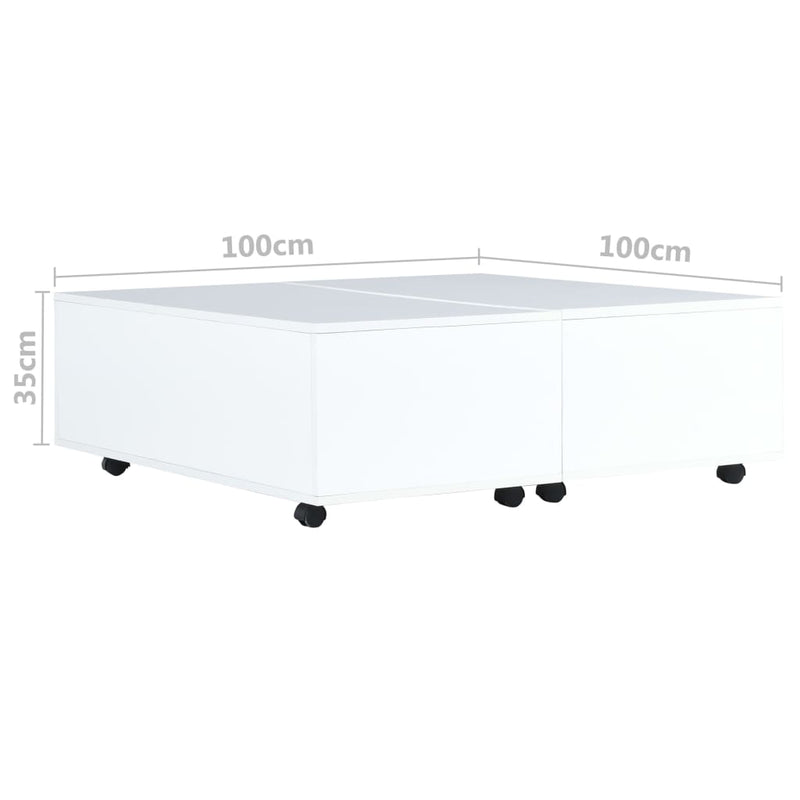 Coffee Table High Gloss White 100x100x35 cm Payday Deals