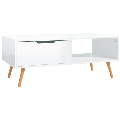 Coffee Table High Gloss White 100x49.5x43 cm Engineered Wood Payday Deals