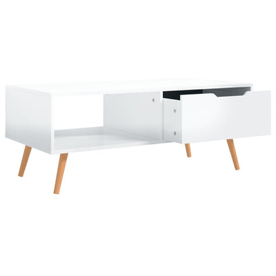 Coffee Table High Gloss White 100x49.5x43 cm Engineered Wood Payday Deals