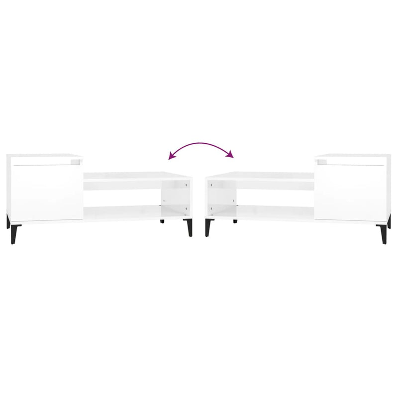 Coffee Table High Gloss White 100x50x45 cm Engineered Wood Payday Deals