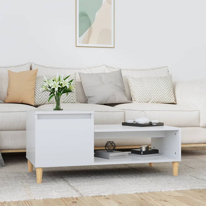 Coffee Table High Gloss White 100x50x45 cm Engineered Wood Payday Deals