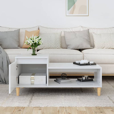 Coffee Table High Gloss White 100x50x45 cm Engineered Wood Payday Deals