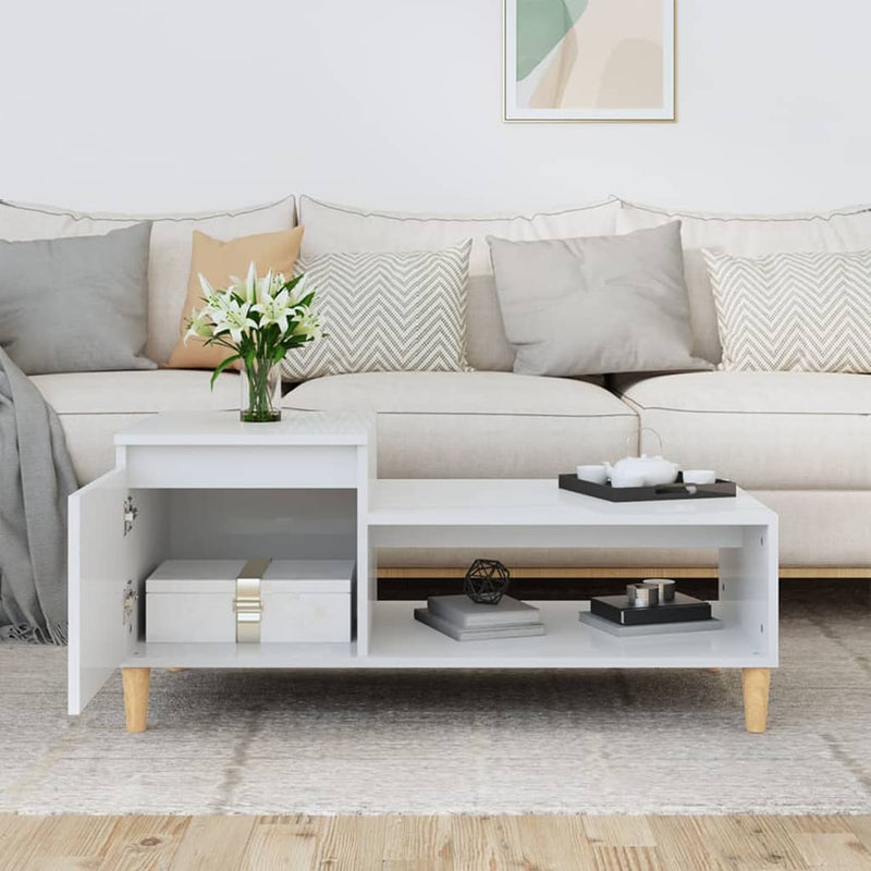 Coffee Table High Gloss White 100x50x45 cm Engineered Wood Payday Deals