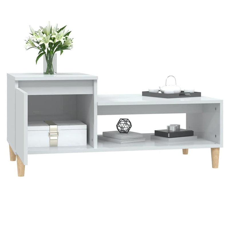 Coffee Table High Gloss White 100x50x45 cm Engineered Wood Payday Deals