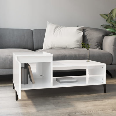 Coffee Table High Gloss White 100x50x45 cm Engineered Wood Payday Deals