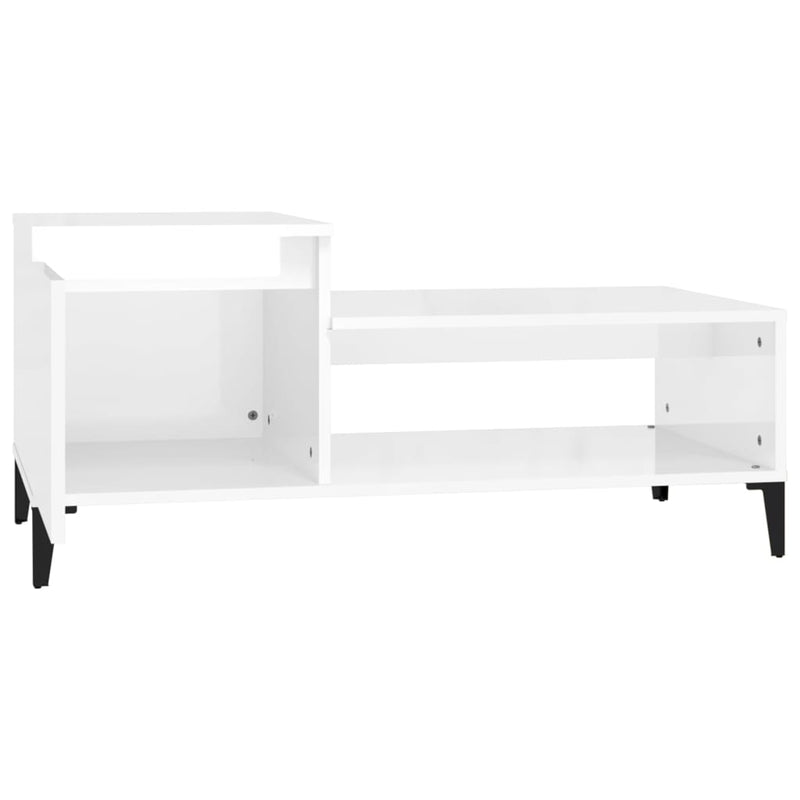 Coffee Table High Gloss White 100x50x45 cm Engineered Wood Payday Deals