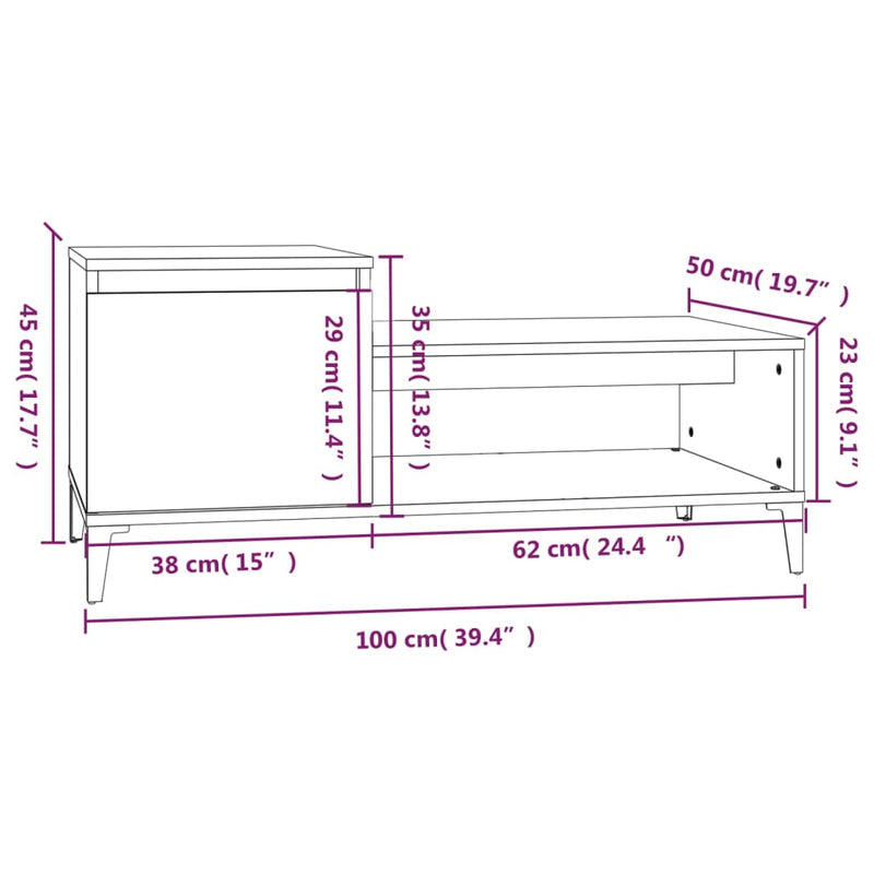 Coffee Table High Gloss White 100x50x45 cm Engineered Wood Payday Deals