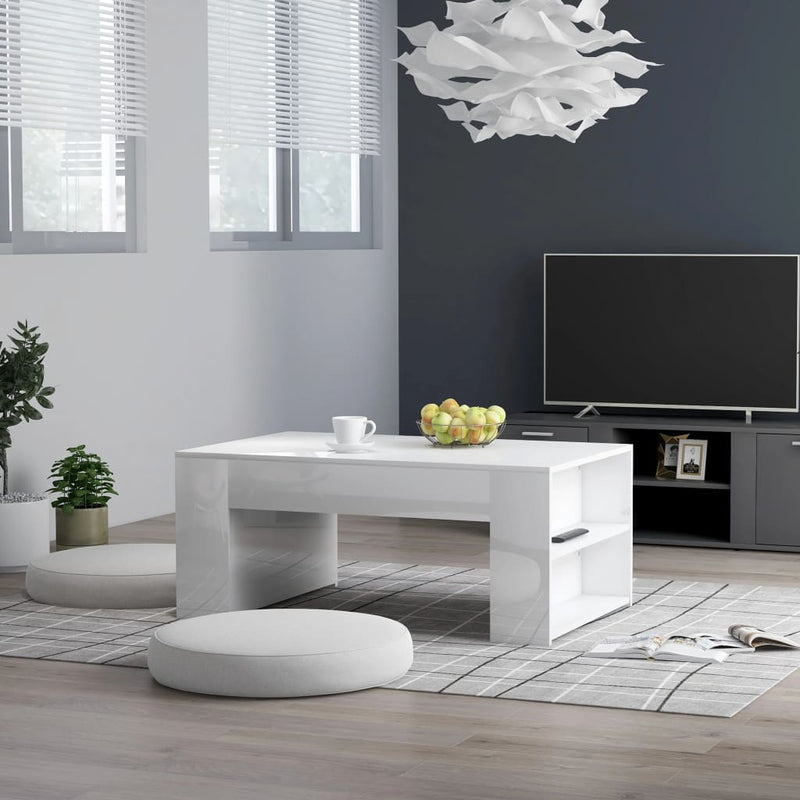 Coffee Table High Gloss White 100x60x42 cm Engineered Wood Payday Deals
