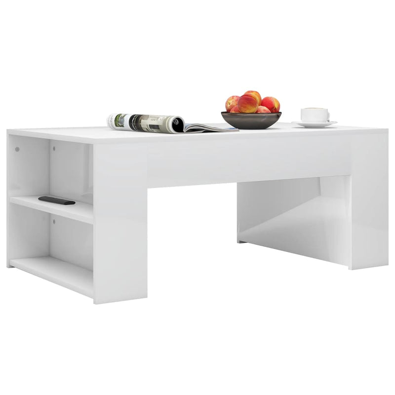 Coffee Table High Gloss White 100x60x42 cm Engineered Wood Payday Deals