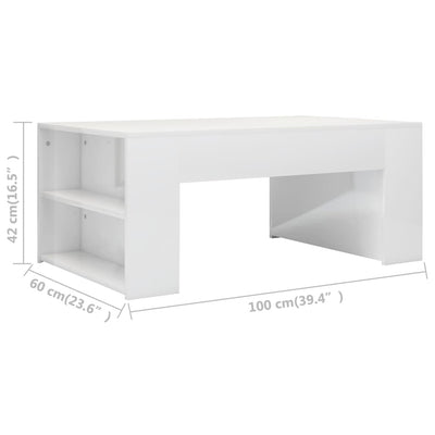 Coffee Table High Gloss White 100x60x42 cm Engineered Wood Payday Deals