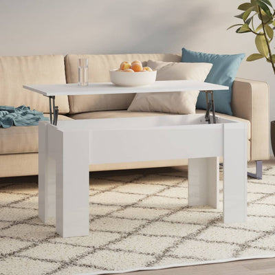 Coffee Table High Gloss White 101x49x52 cm Engineered Wood Payday Deals