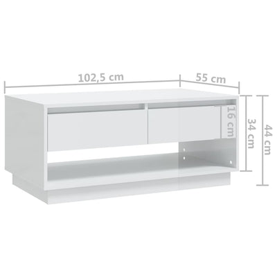 Coffee Table High Gloss White 102.5x55x44 cm Engineered Wood Payday Deals