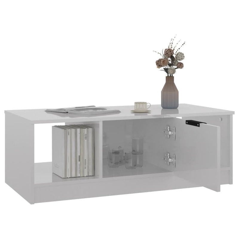 Coffee Table High Gloss White 102x50x36 cm Engineered Wood Payday Deals