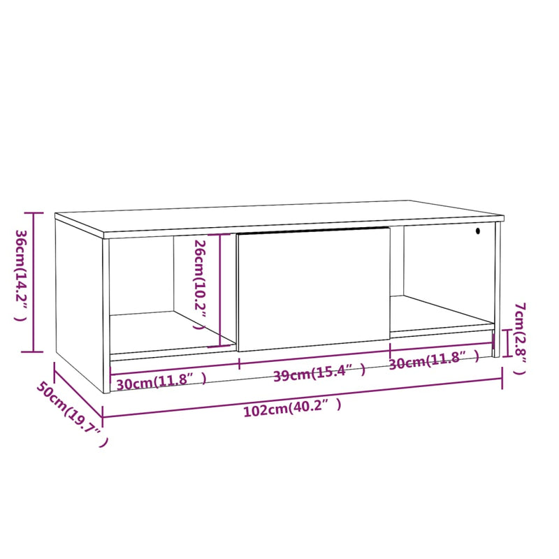 Coffee Table High Gloss White 102x50x36 cm Engineered Wood Payday Deals