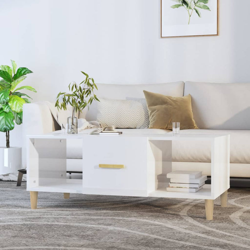 Coffee Table High Gloss White 102x50x40 cm Engineered Wood Payday Deals