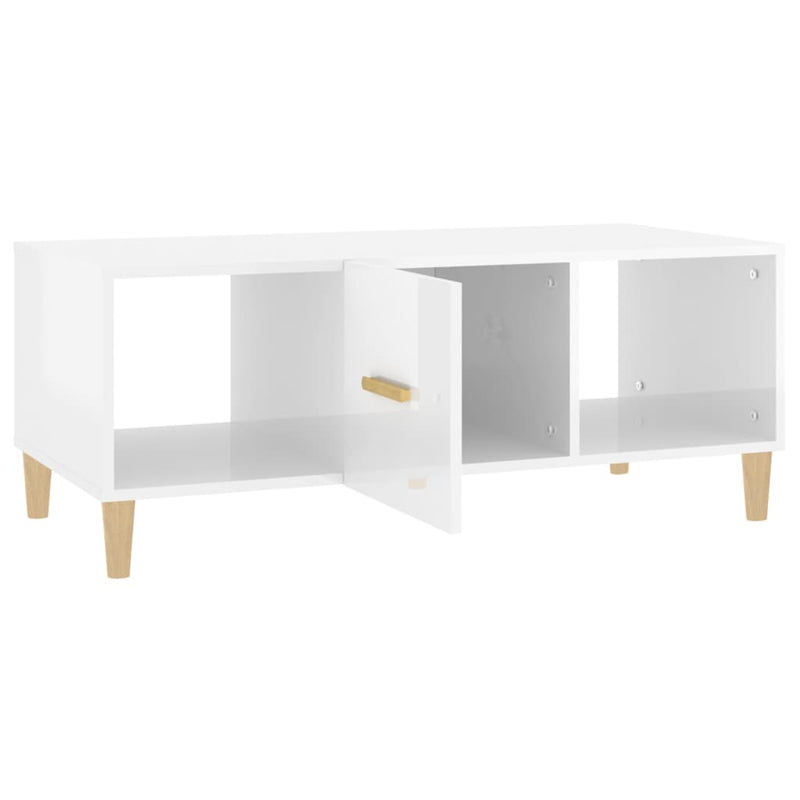 Coffee Table High Gloss White 102x50x40 cm Engineered Wood Payday Deals