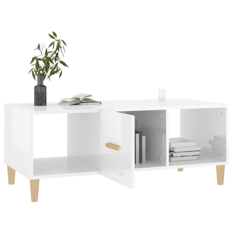 Coffee Table High Gloss White 102x50x40 cm Engineered Wood Payday Deals