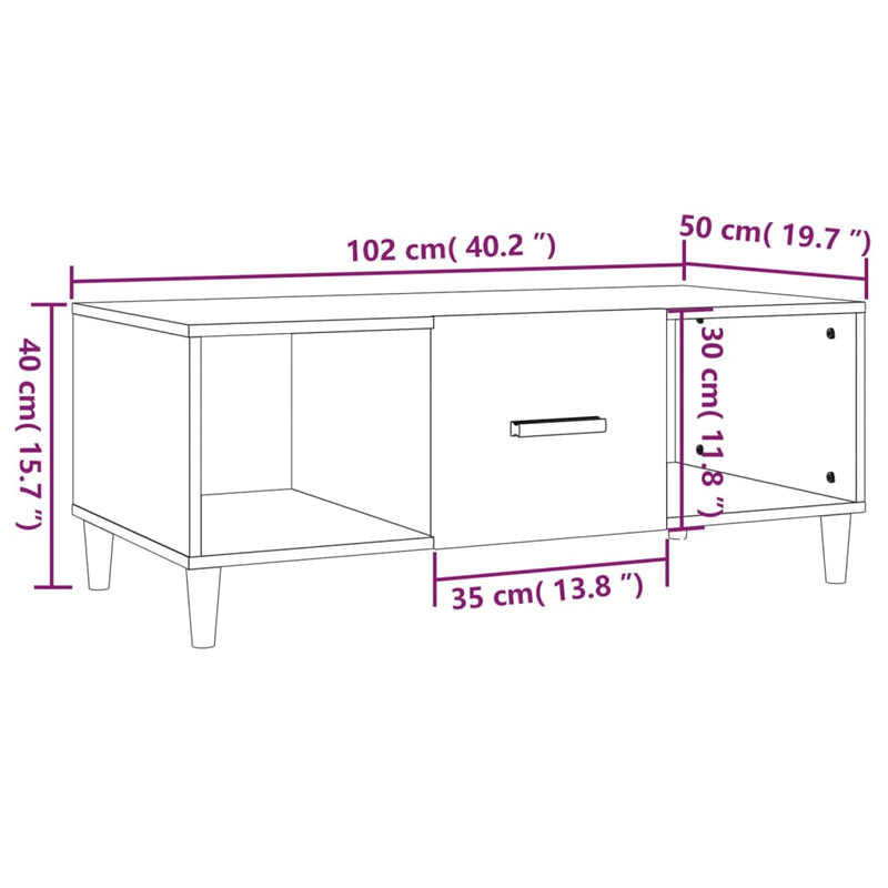 Coffee Table High Gloss White 102x50x40 cm Engineered Wood Payday Deals