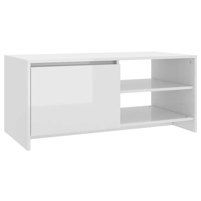 Coffee Table High Gloss White 102x50x45 cm Engineered Wood Payday Deals