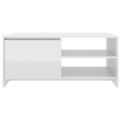 Coffee Table High Gloss White 102x50x45 cm Engineered Wood Payday Deals