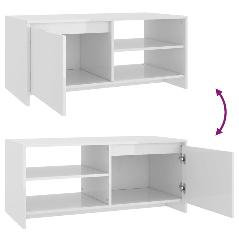 Coffee Table High Gloss White 102x50x45 cm Engineered Wood Payday Deals