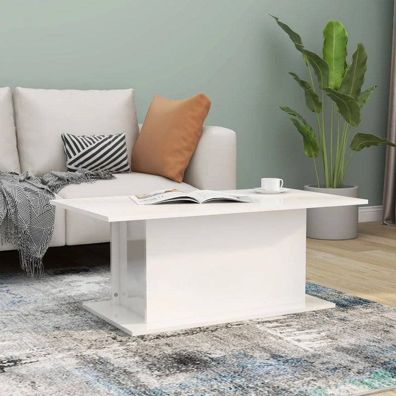 Coffee Table High Gloss White 102x55.5x40 cm Engineered Wood Payday Deals