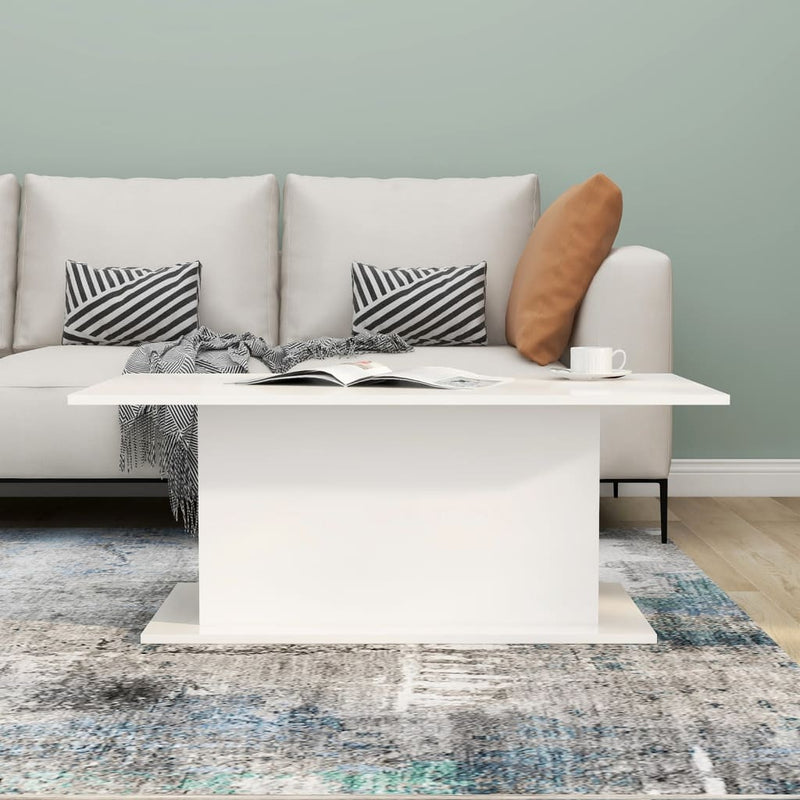 Coffee Table High Gloss White 102x55.5x40 cm Engineered Wood Payday Deals