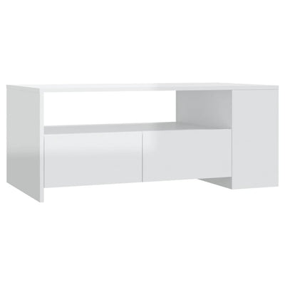 Coffee Table High Gloss White 102x55x42 cm Engineered Wood Payday Deals