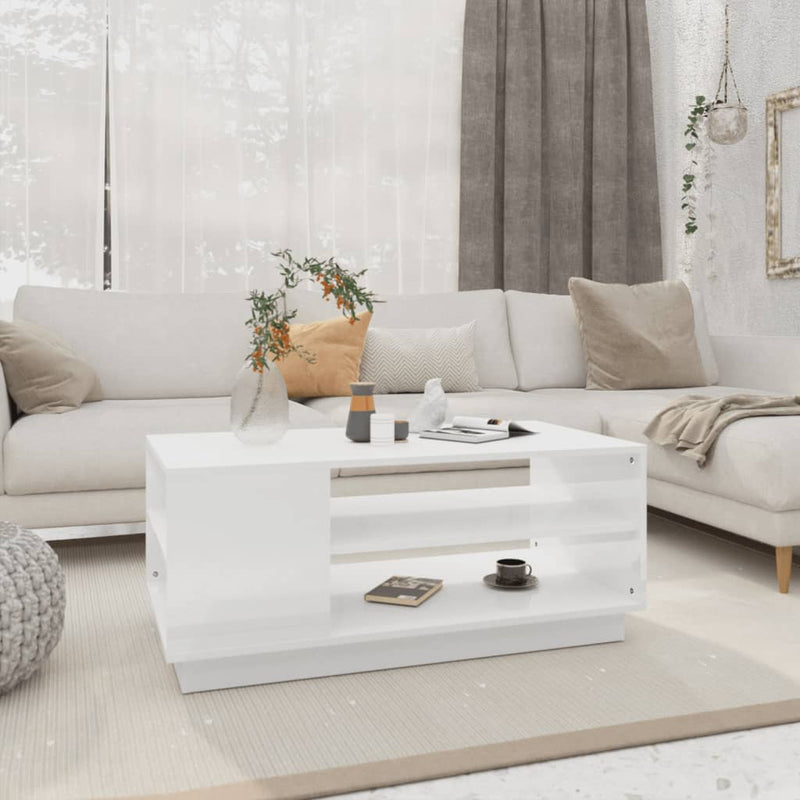 Coffee Table High Gloss White 102x55x43 cm Engineered Wood Payday Deals