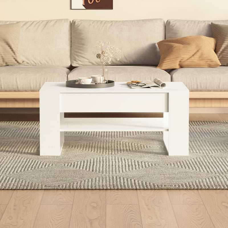 Coffee Table High Gloss White 102x55x45 cm Engineered Wood Payday Deals