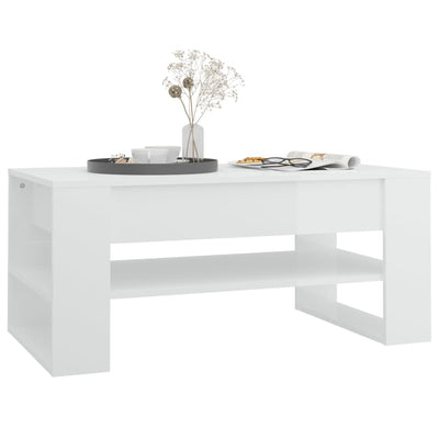 Coffee Table High Gloss White 102x55x45 cm Engineered Wood Payday Deals