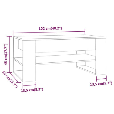 Coffee Table High Gloss White 102x55x45 cm Engineered Wood Payday Deals
