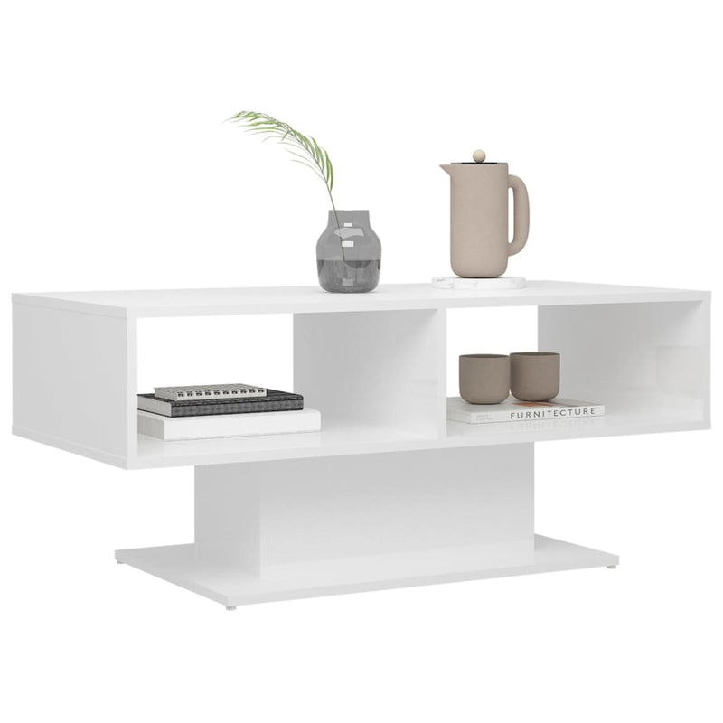 Coffee Table High Gloss White 103.5x50x44.5 cm Engineered Wood Payday Deals