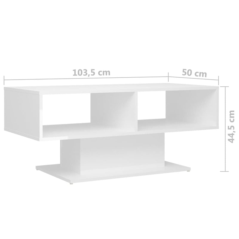 Coffee Table High Gloss White 103.5x50x44.5 cm Engineered Wood Payday Deals
