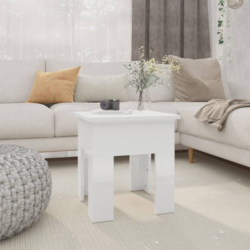 Coffee Table High Gloss White 40x40x42 cm Engineered Wood Payday Deals