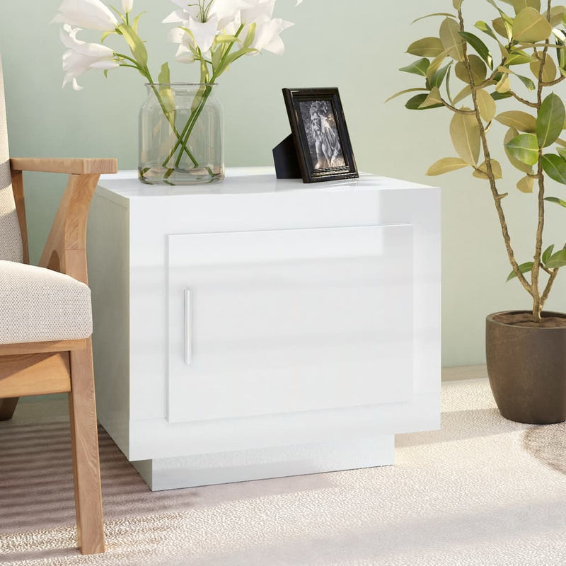 Coffee Table High Gloss White 51x50x45 cm Engineered Wood Payday Deals