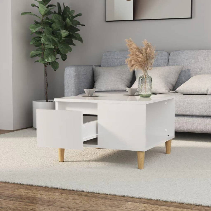 Coffee Table High Gloss White 55x55x36.5 cm Engineered Wood Payday Deals