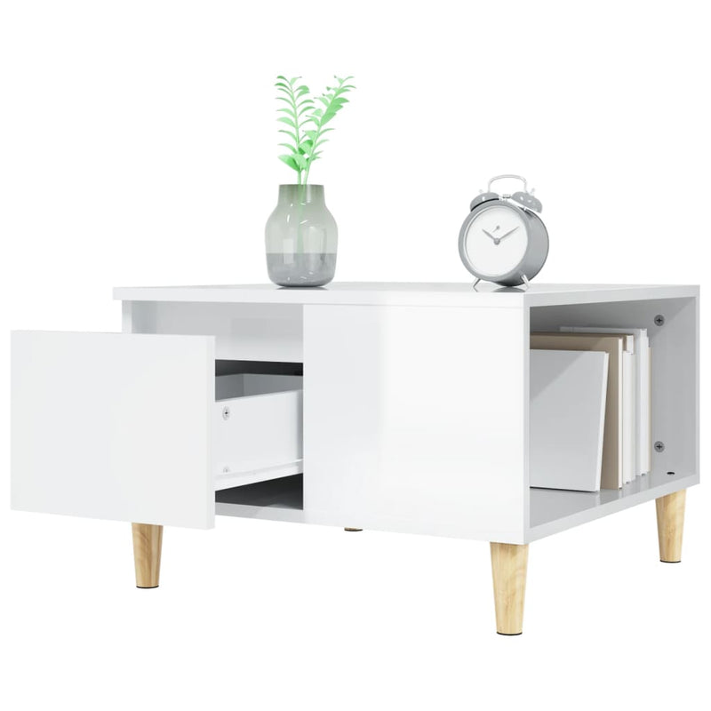 Coffee Table High Gloss White 55x55x36.5 cm Engineered Wood Payday Deals