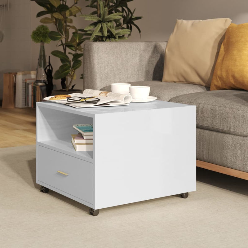 Coffee Table High Gloss White 55x55x40 cm Engineered Wood Payday Deals
