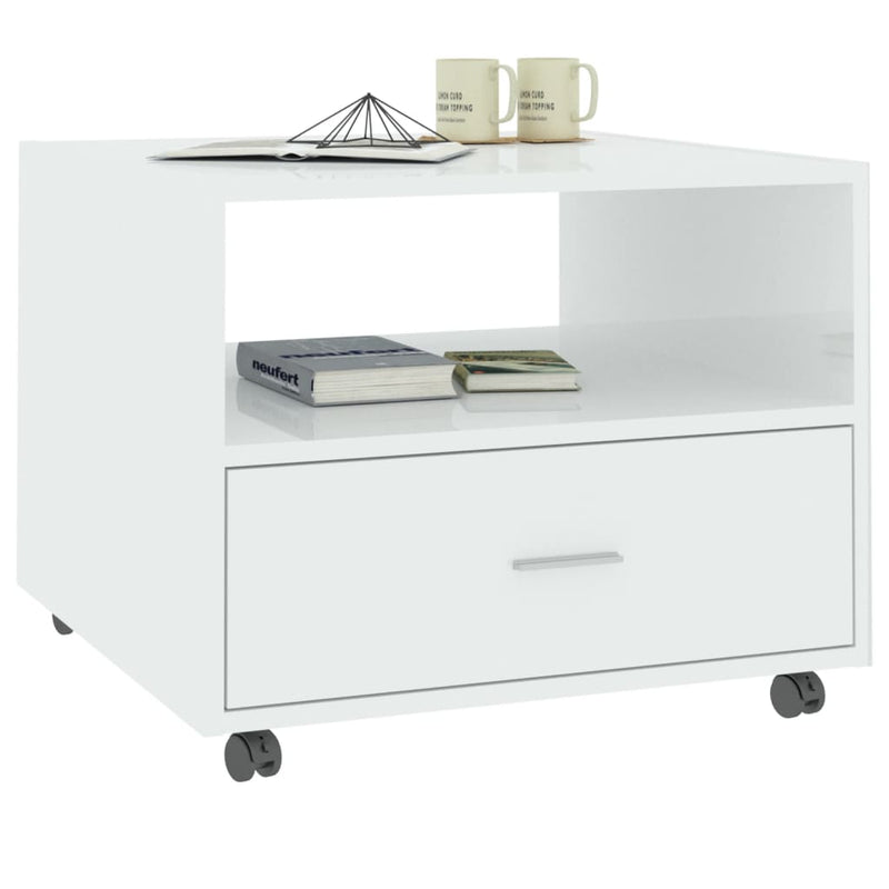 Coffee Table High Gloss White 55x55x40 cm Engineered Wood Payday Deals