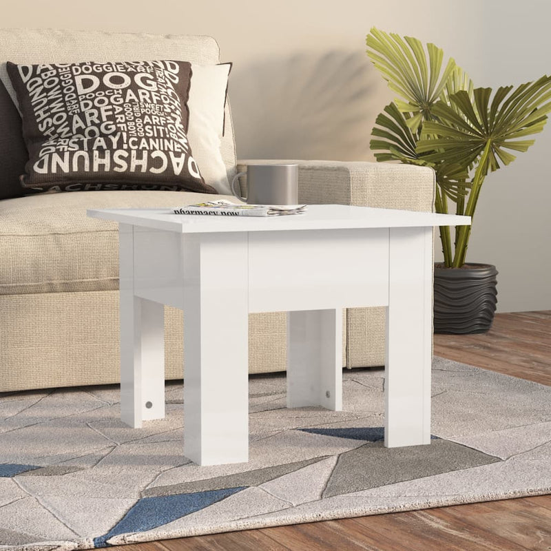 Coffee Table High Gloss White 55x55x42 cm Engineered Wood Payday Deals