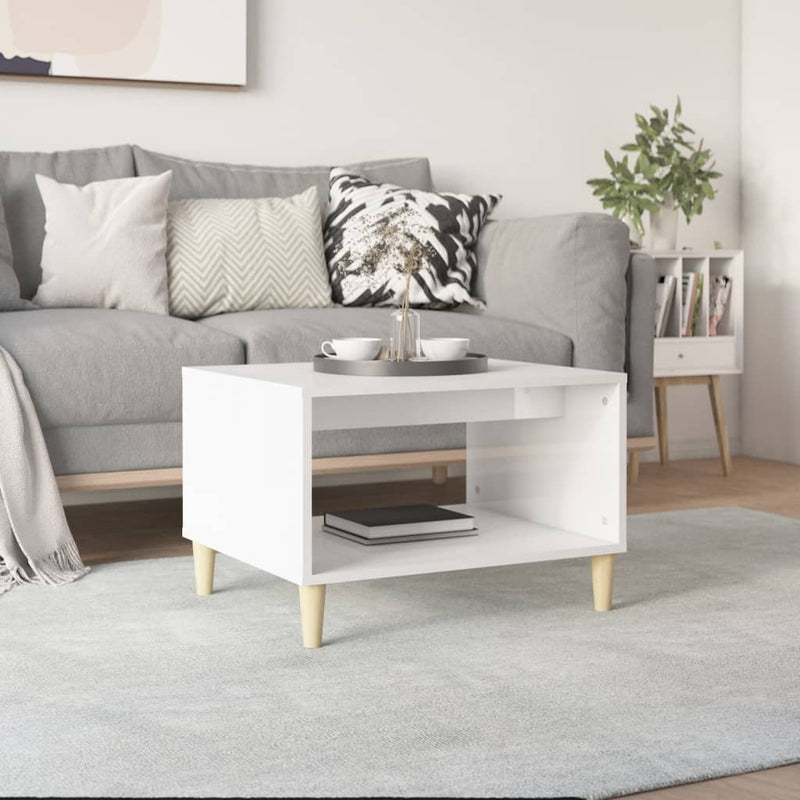 Coffee Table High Gloss White 60x40x50 cm Engineered Wood Payday Deals