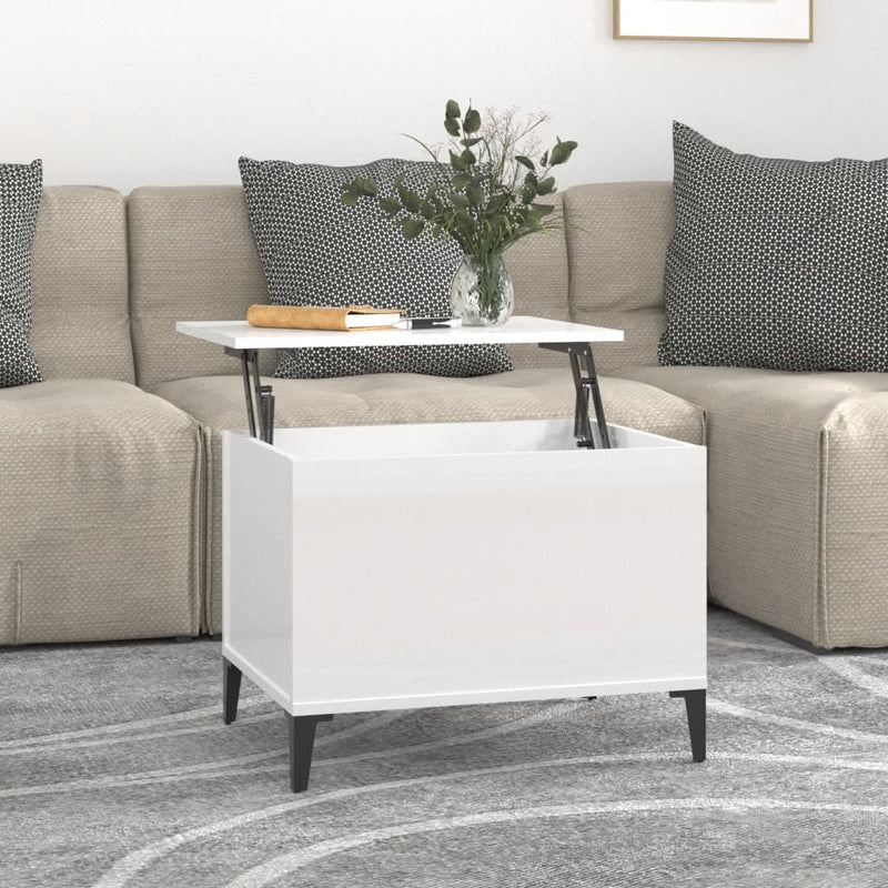 Coffee Table High Gloss White 60x44.5x45 cm Engineered Wood Payday Deals