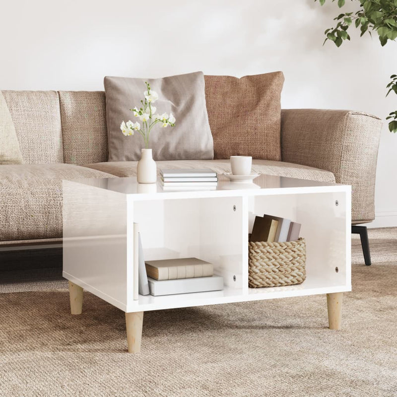 Coffee Table High Gloss White 60x50x36.5 cm Engineered Wood Payday Deals